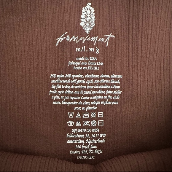 Free People Movement Women’s Midi Rise Brown Nylon Leggings Size M - Picture 4 of 9